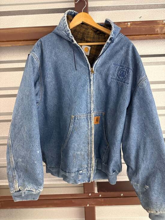 Carhartt Other - Vintage 90s Carhartt J139 DST Denim Blanket Lined Hooded Active Jacket